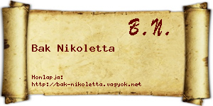 Bak Nikoletta névjegykártya